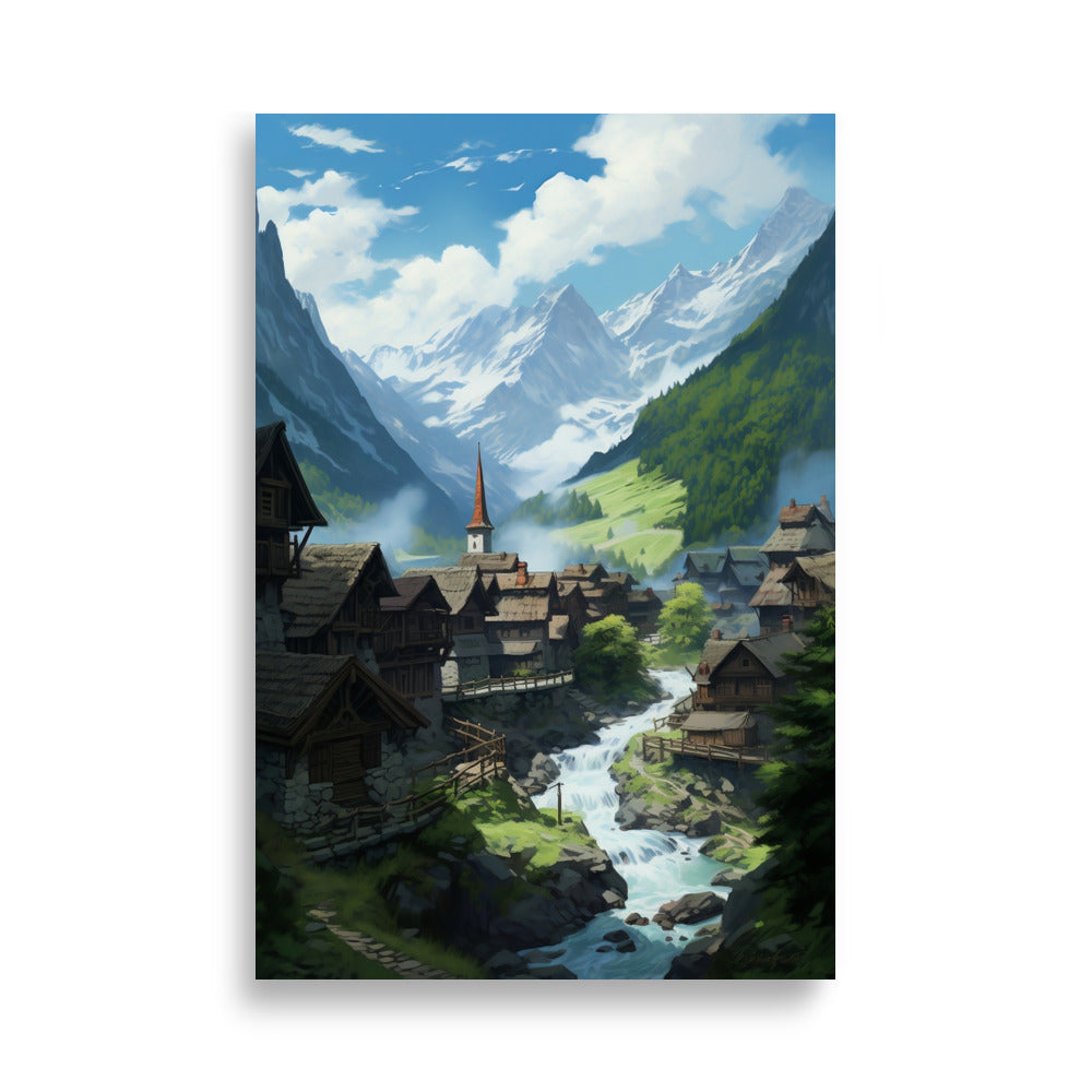 Mountain village poster - Posters - EMELART