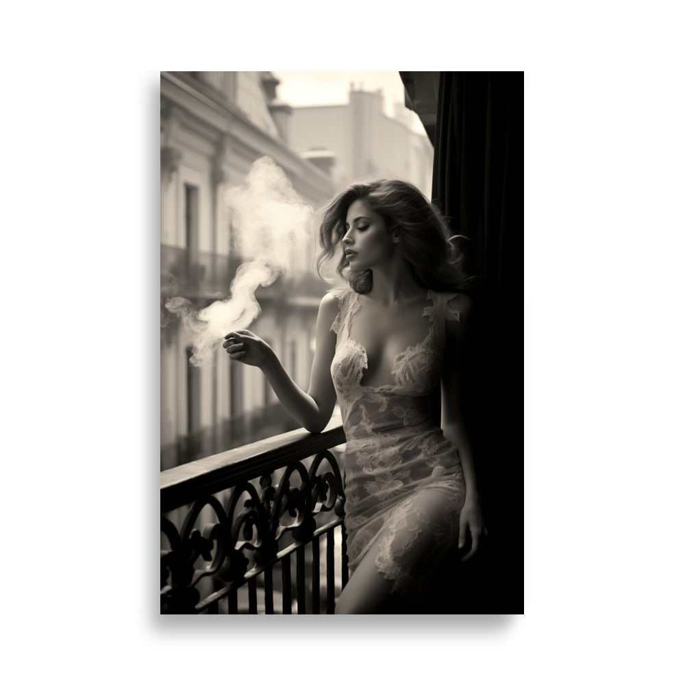 Woman on a balcony in Paris poster - Posters - EMELART