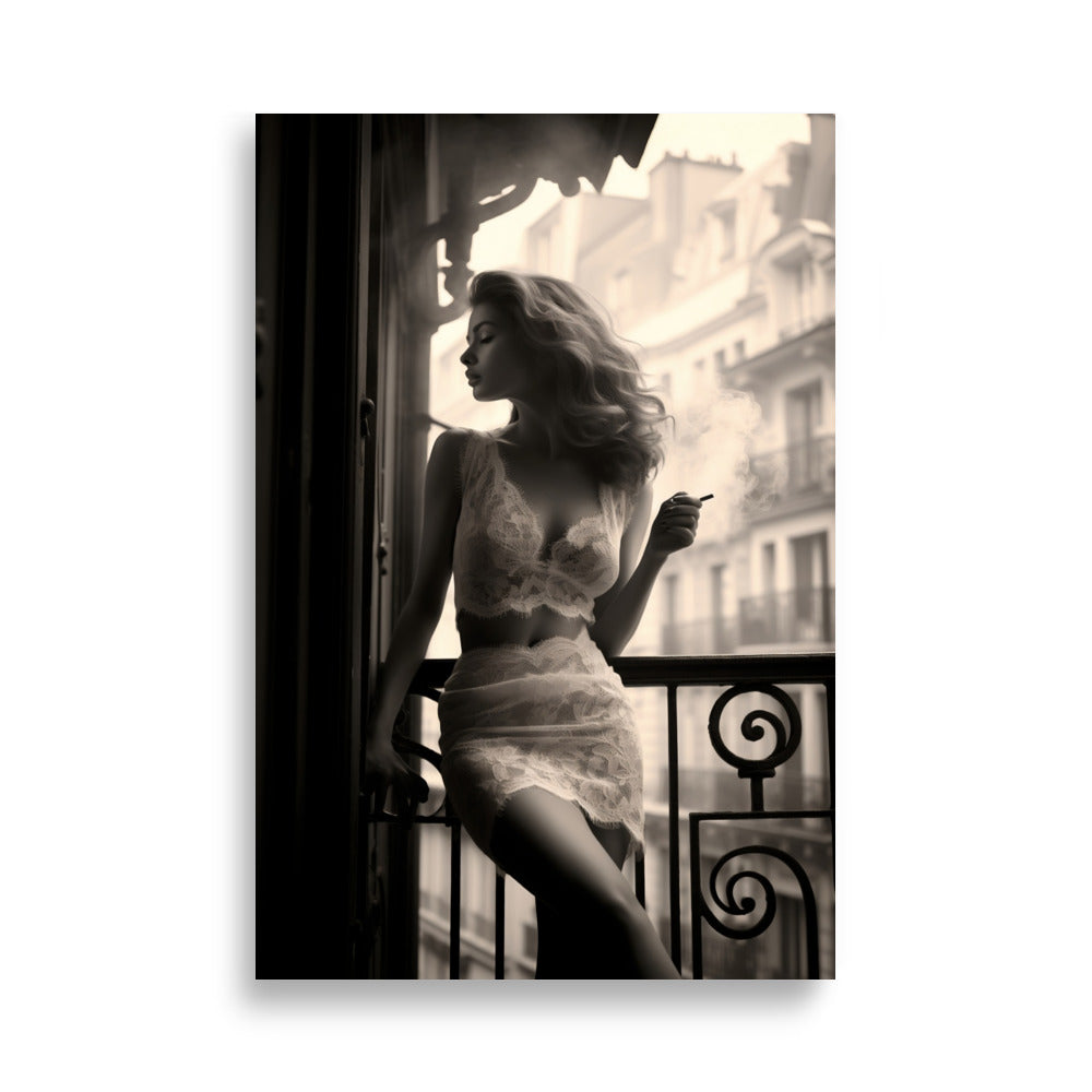 Woman on a balcony in Paris poster - Posters - EMELART