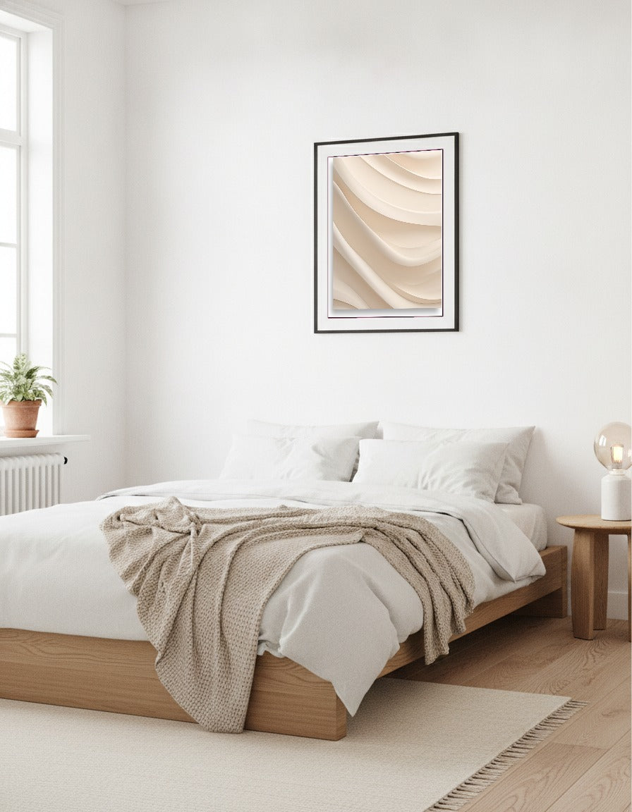 Soft beige lines – Beige waves i sovrummet