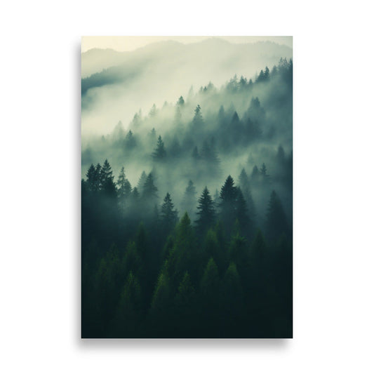 A Calm Misty Forest Poster: Bringing Tranquility to Your Space