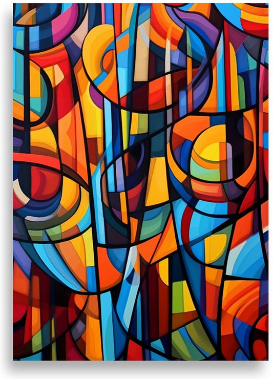 Abstrakt – Cirklar i blyinfattat glas – poster