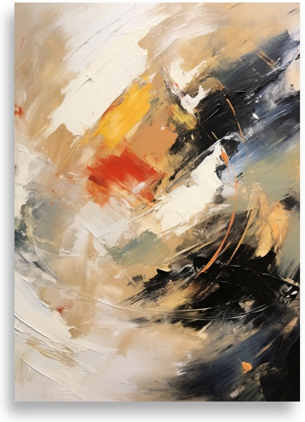 Abstrakt – Beige och svart virvel – poster