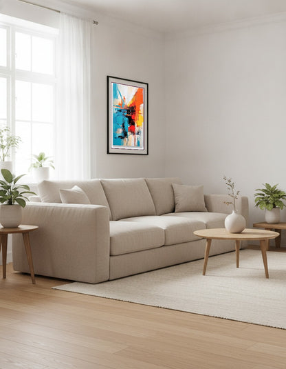 Abstract – Turquoise and orange blocks i vardagsrummet