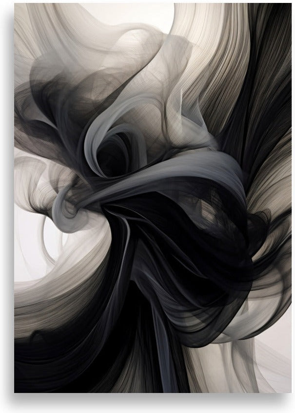 Abstrakt – Böljande svartvit rök – poster