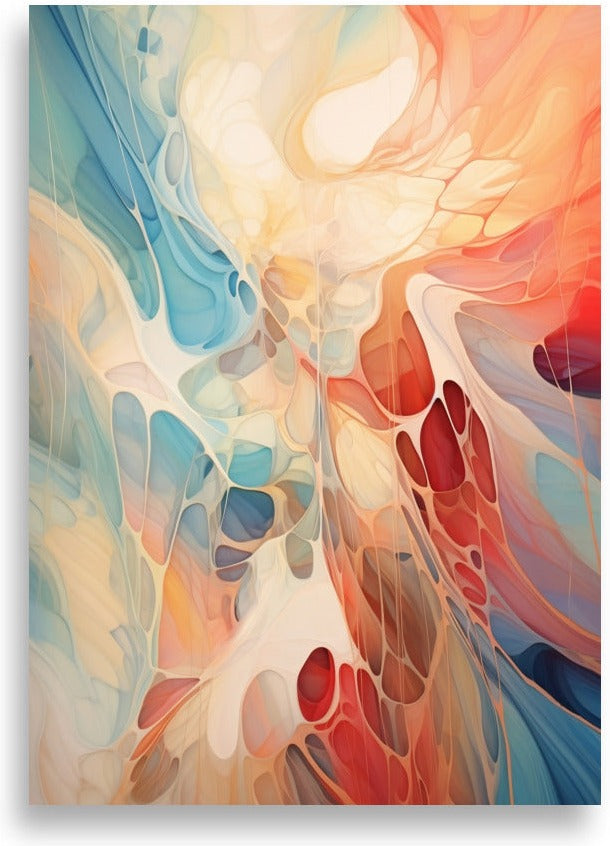 Abstrakt – Blått och orange marmorflöde – poster