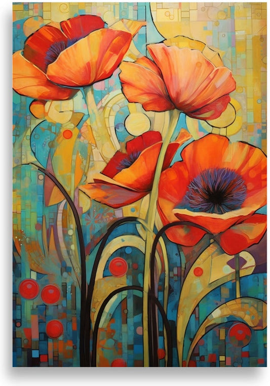 Abstract flowers – Bold red-orange blooms