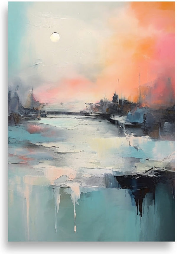 Abstrakt natur – Vintersjö och sol