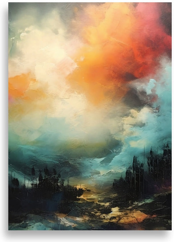 Abstrakt natur – Drömsk himmel och skog – poster