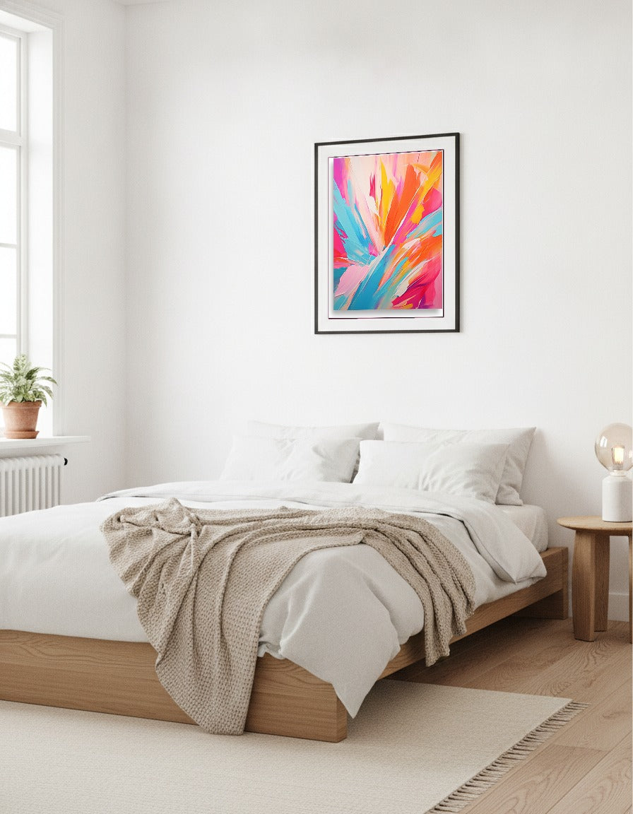 Abstrakt pastell – Diagonala pastelldrag i sovrummet