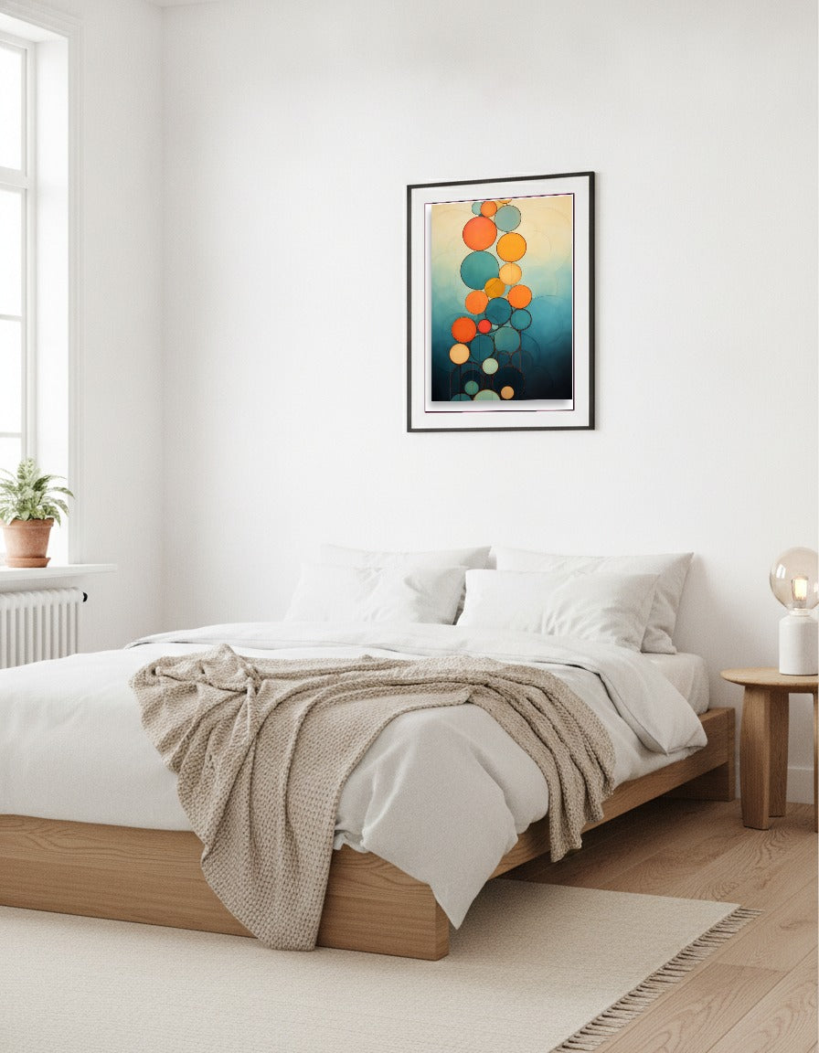 Abstrakta runda former – Minimalistisk rund design i sovrummet