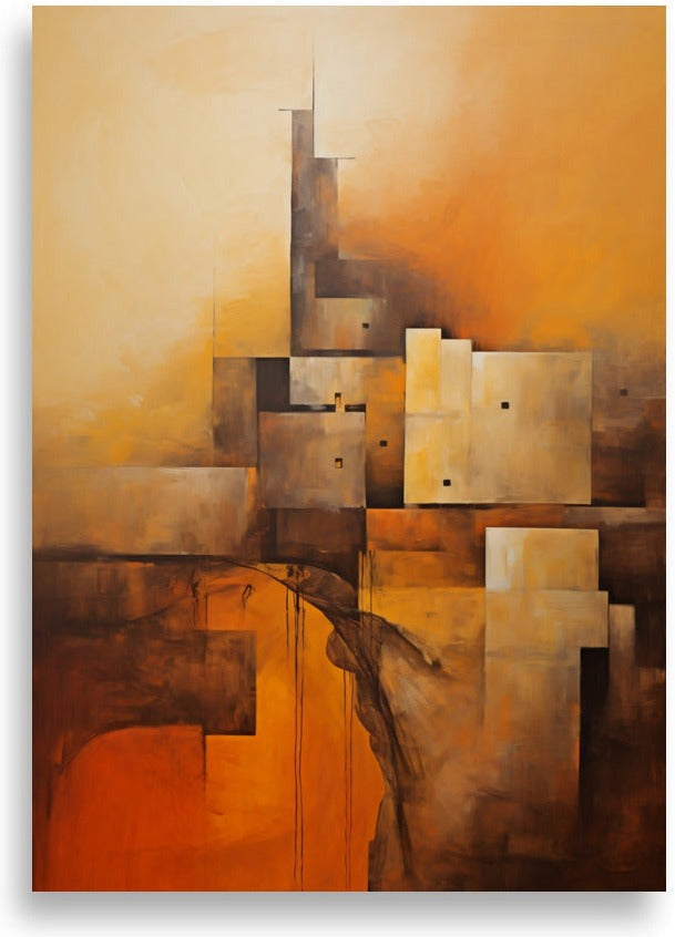Abstrakt landskap – Vibrerande orange – poster