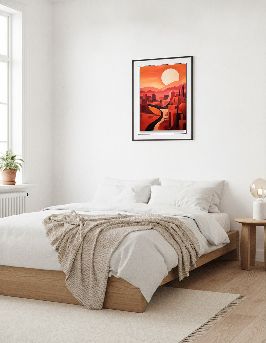 Abstract scenery – Strong red tones i sovrummet