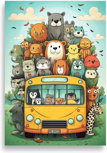 Animals in yellow school bus – Educational joyride