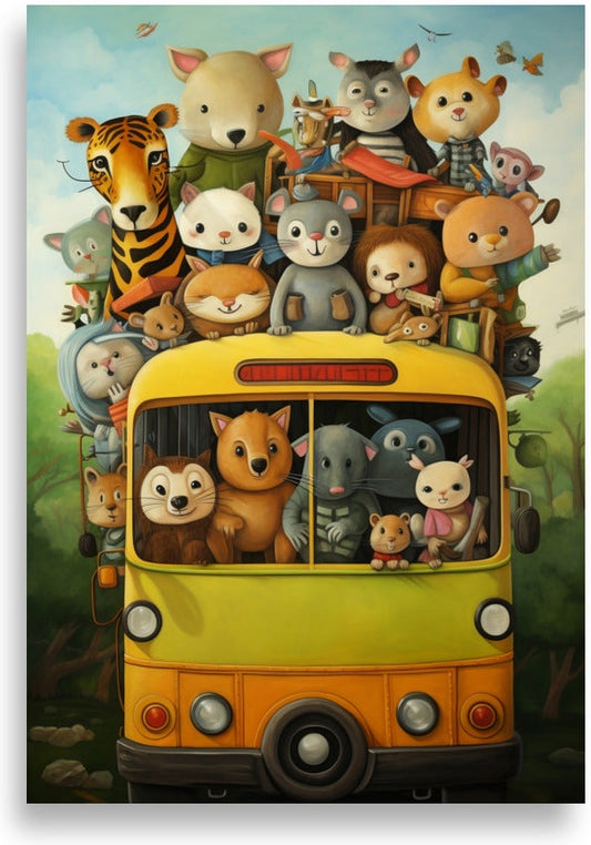 Djur i gul skolbuss – Djur på bussen
