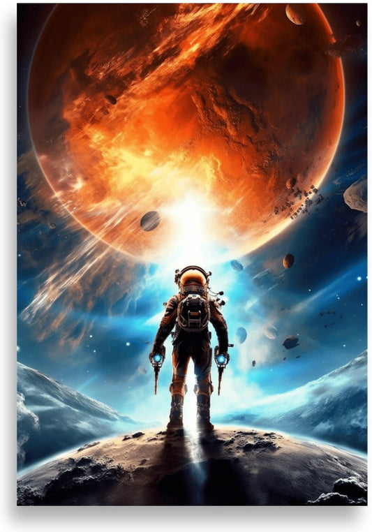 Astronaut looking into space