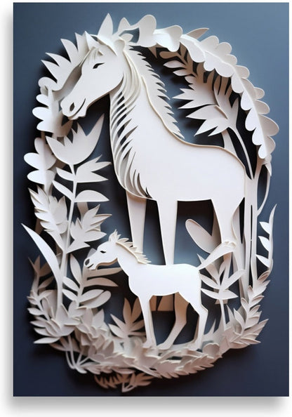 Baby horse – Papercut foal in field