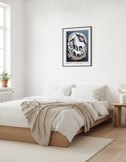 Baby horse – Papercut foal in field i sovrummet