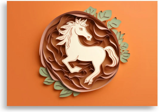 Baby horse – Papercut on orange