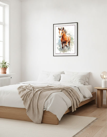 Baby horse – Vibrant watercolor i sovrummet