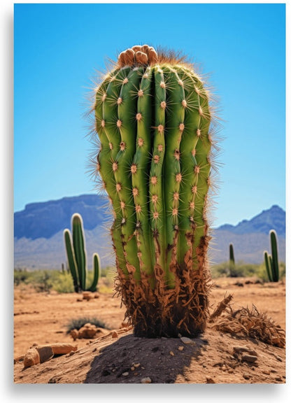 Kaktus i öknen – Ensam tunna-kaktus – poster