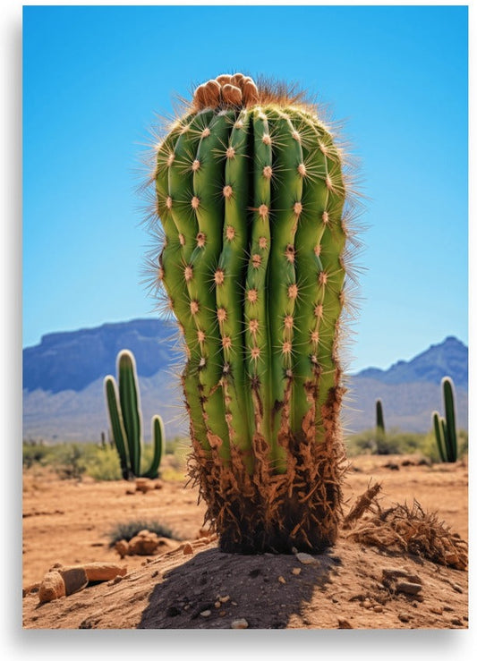 Kaktus i öknen – Ensam tunna-kaktus – poster
