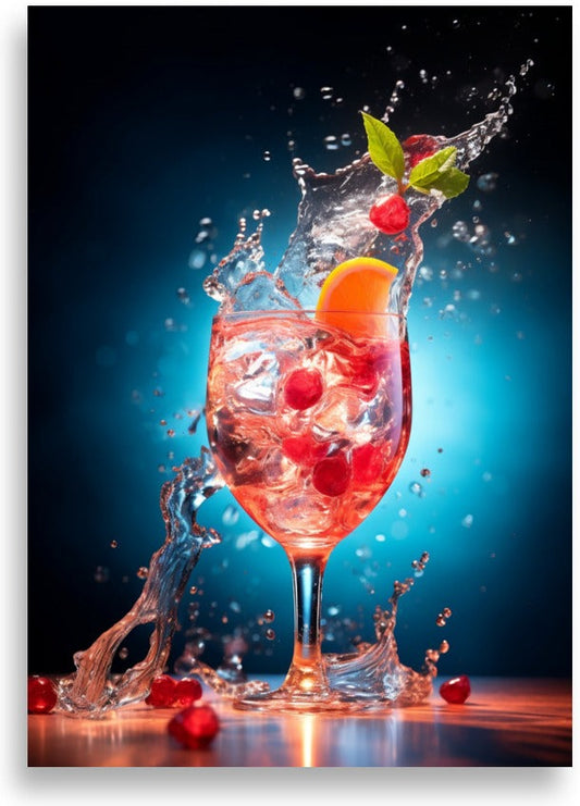 Cocktailstänk – Rödvinsglas med bär – poster