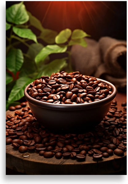 Coffee beans – Bowl on wooden table