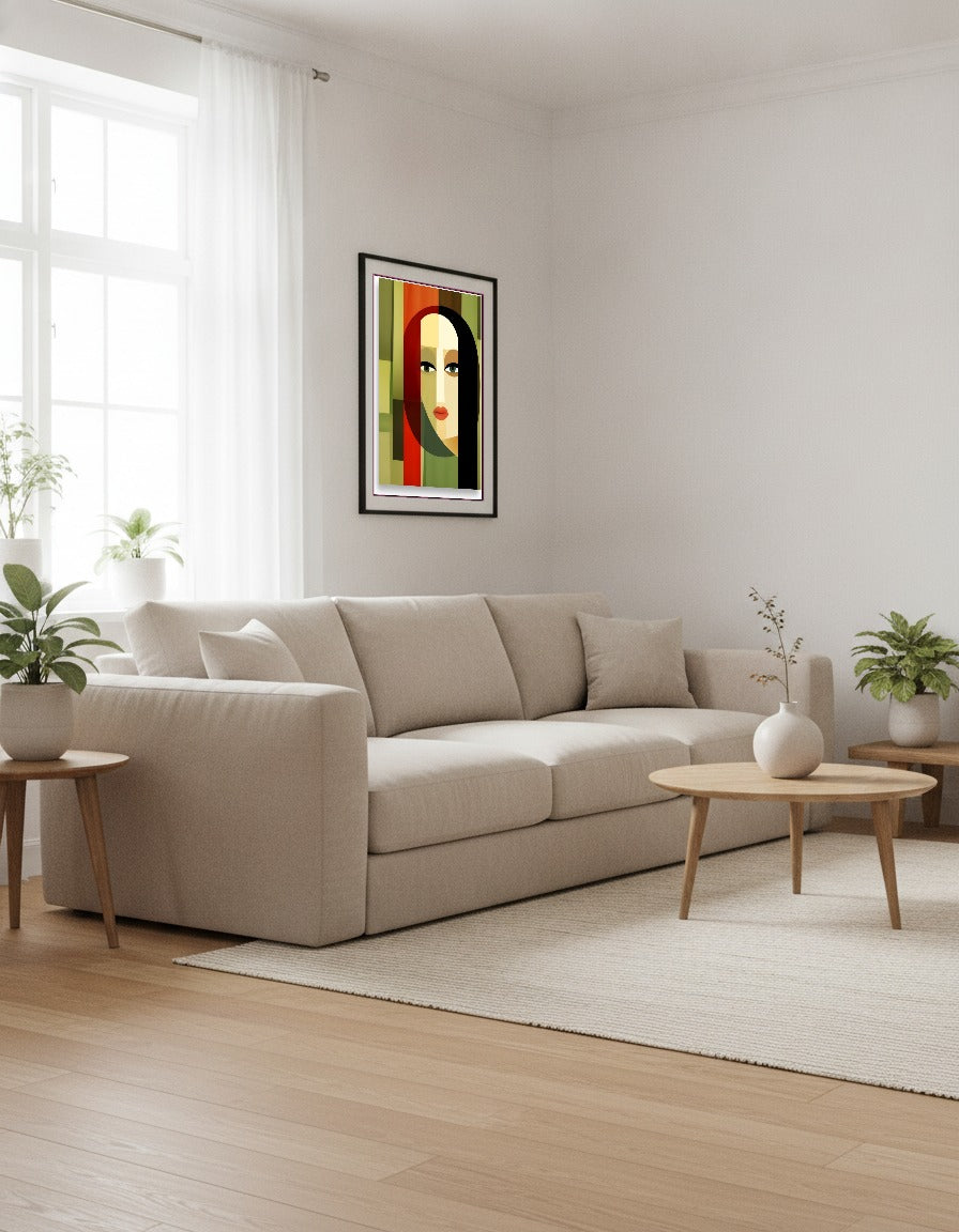 Cubism woman i vardagsrummet