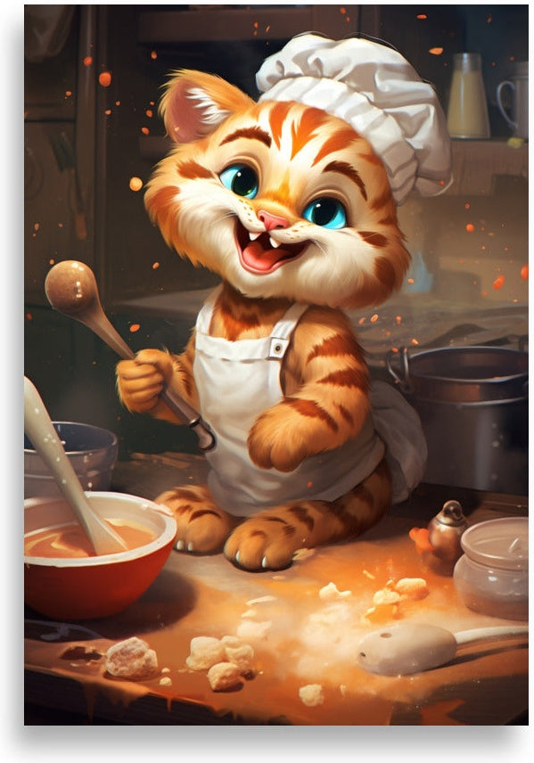 Cute tiger cooking