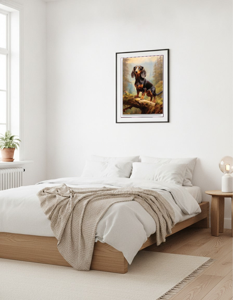 Dachshund painting i sovrummet
