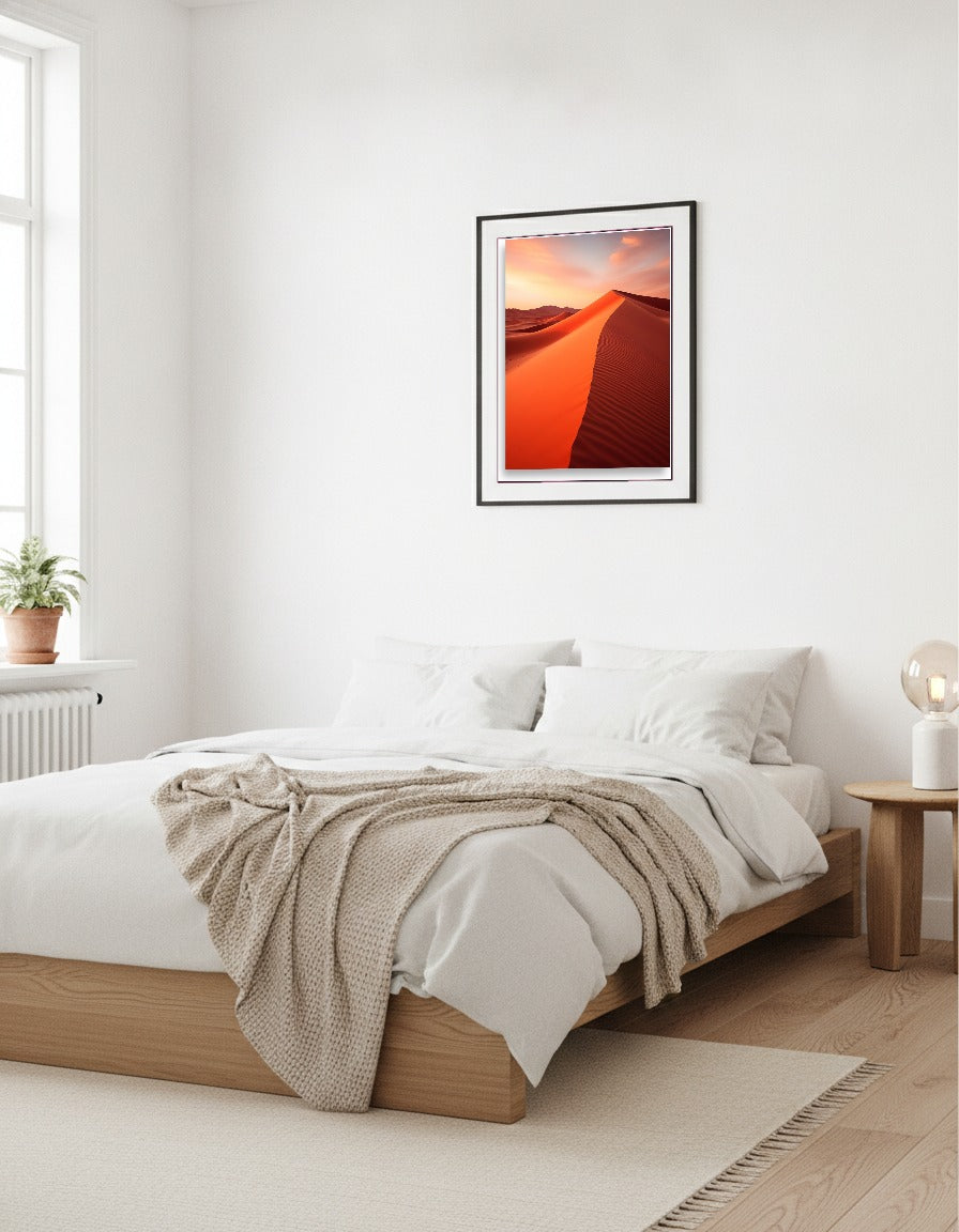 Desert – Sunset in orange, pink and purple i sovrummet