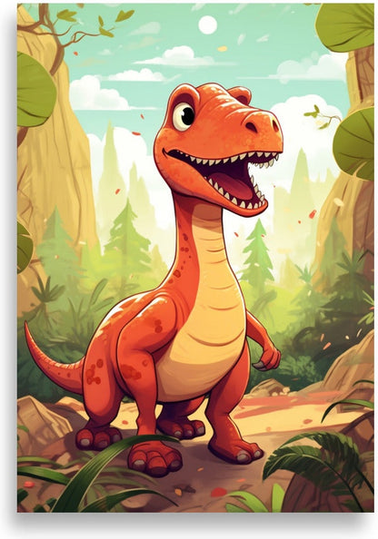 Dinosaurie – Orange dino i skogen