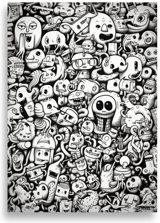 Doodle – Monsters with beer mug – poster