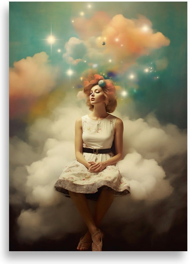 Drömmande flicka – Bland molnen – poster