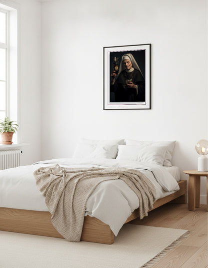Drickande nunna i vardagsrummet