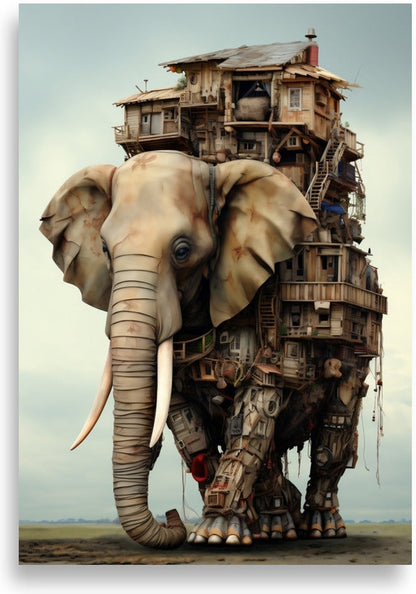 Elefanthus – Elefant med trähus