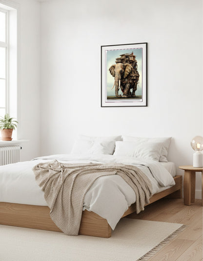 Elefanthus – Elefant med trähus i sovrummet