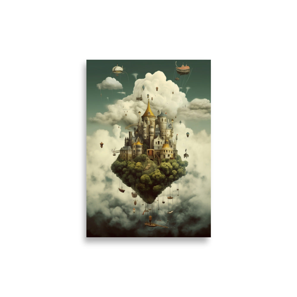 World floating in the sky poster - Posters - EMELART