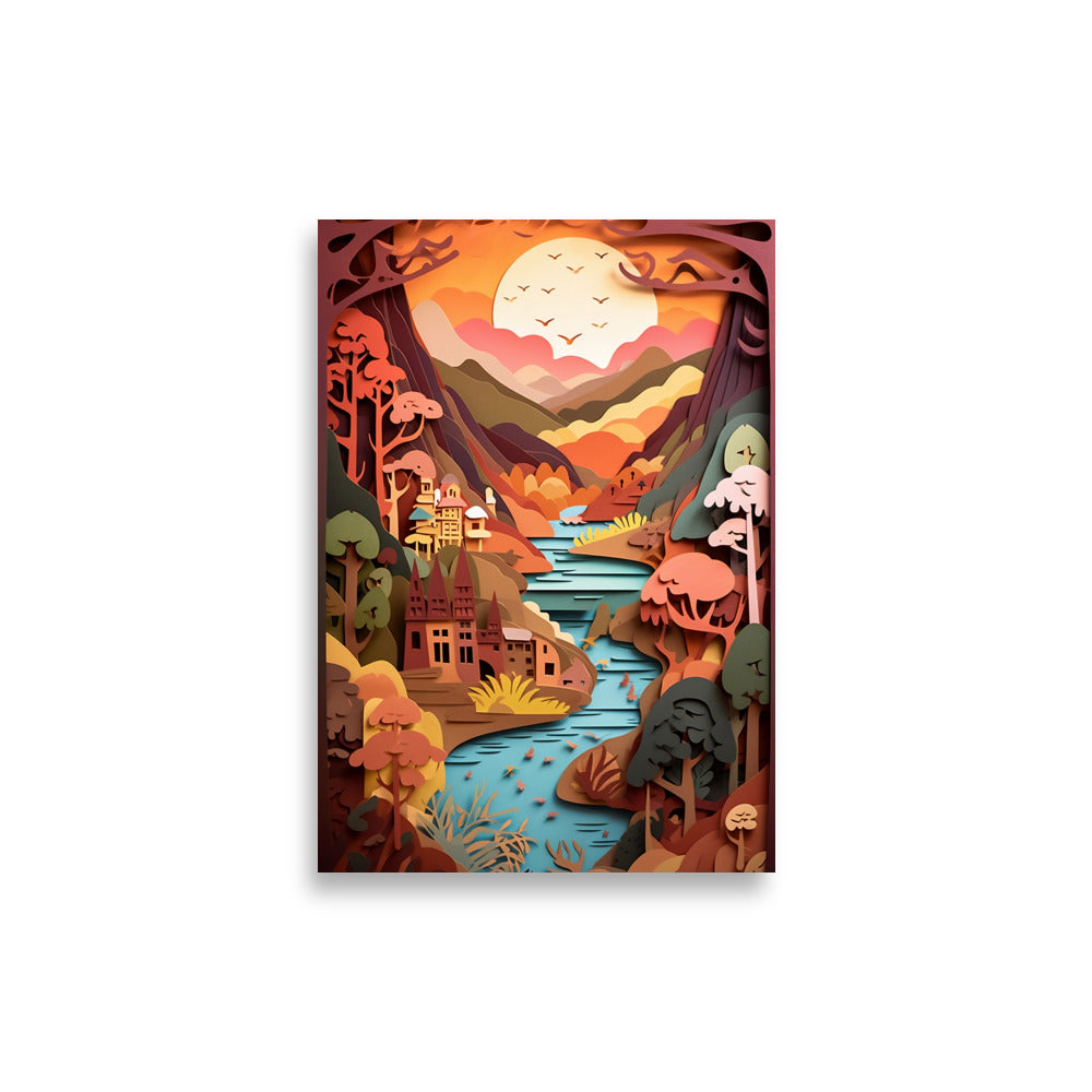 Landscape in paper cut style poster - Posters - EMELART