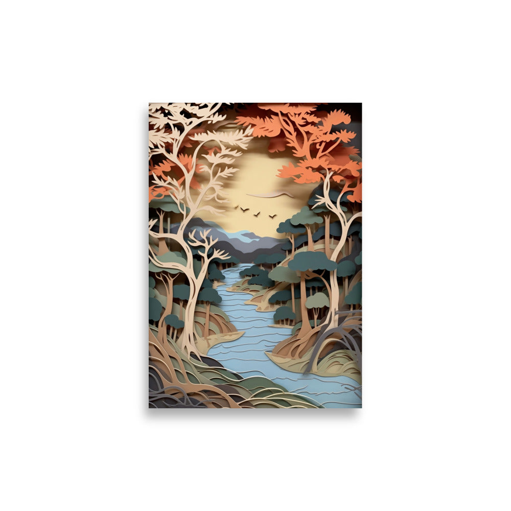 Landscape in paper cut style poster - Posters - EMELART