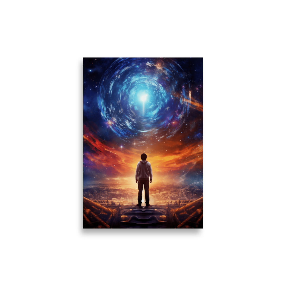 Boy looking into galaxy poster - Posters - EMELART