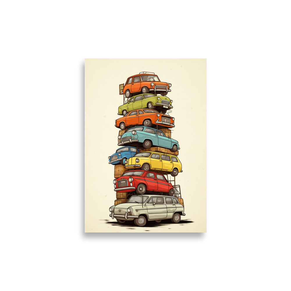 Stacked cars poster - Posters - EMELART