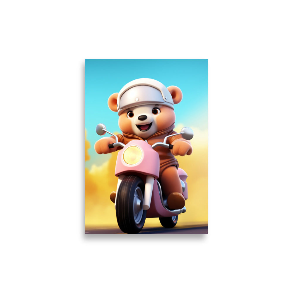 Teddy bear riding a motorcycle poster - Posters - EMELART