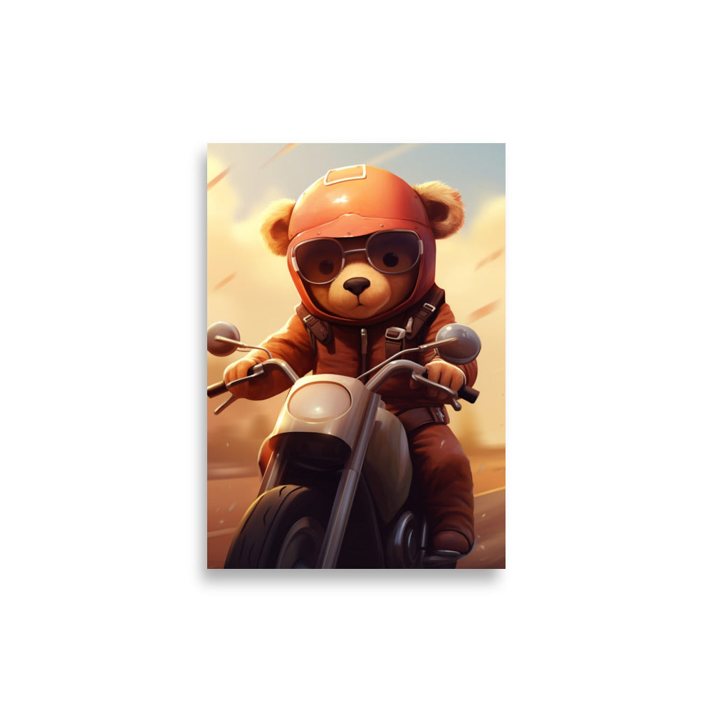 Teddy bear riding a motorcycle poster - Posters - EMELART