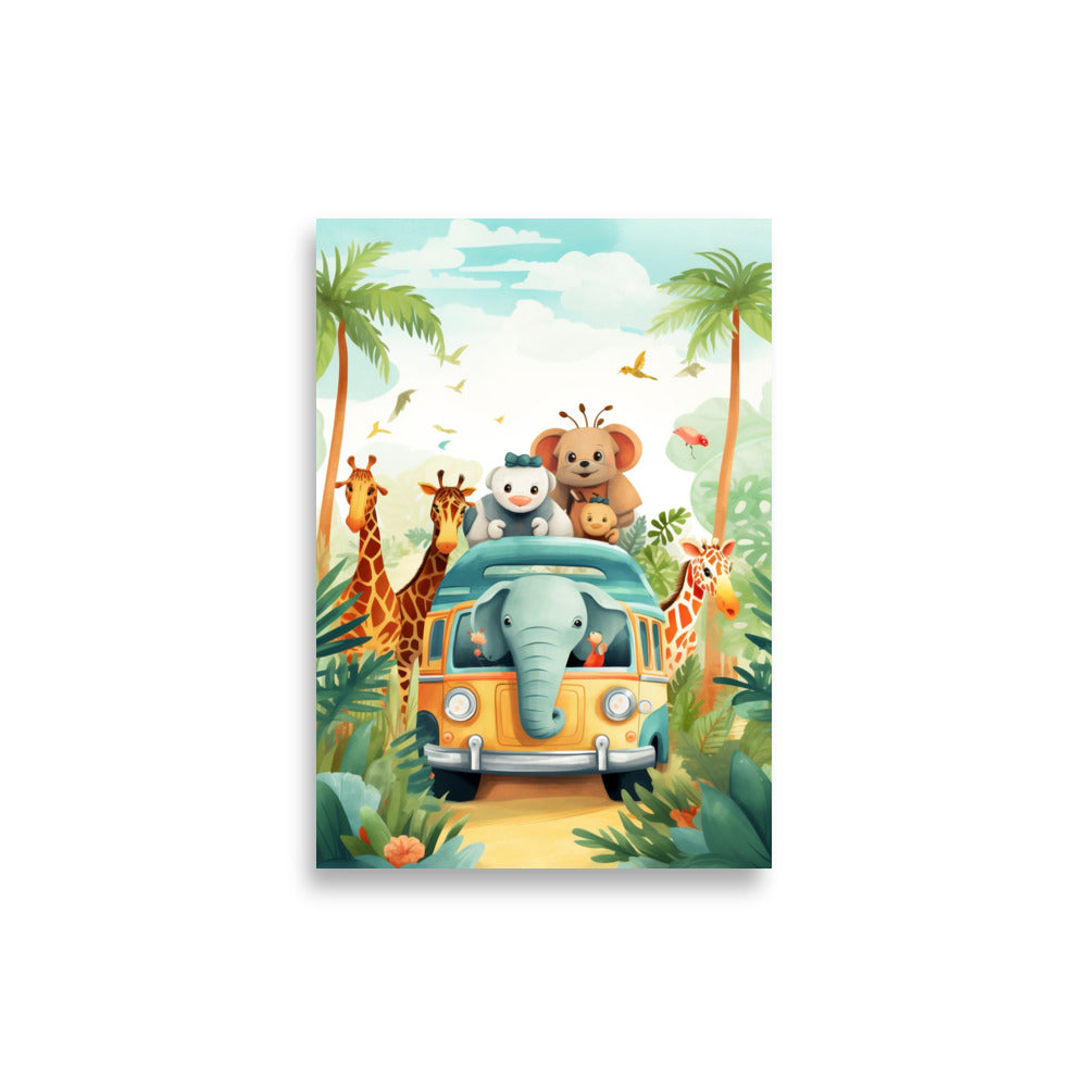 Safari animals in a car poster - Posters - EMELART