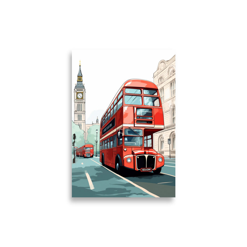 Red bus - London poster - Posters - EMELART