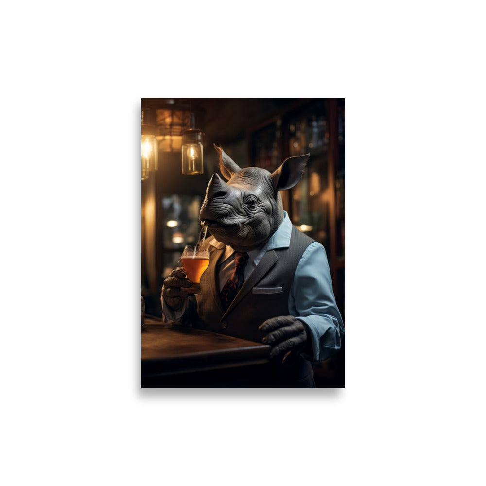 Bartender rhino spits in beer poster - Posters - EMELART