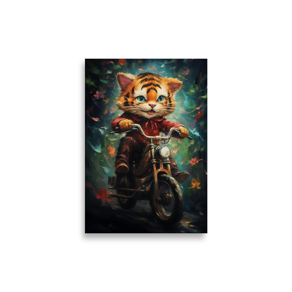 Tiger riding bike poster - Posters - EMELART