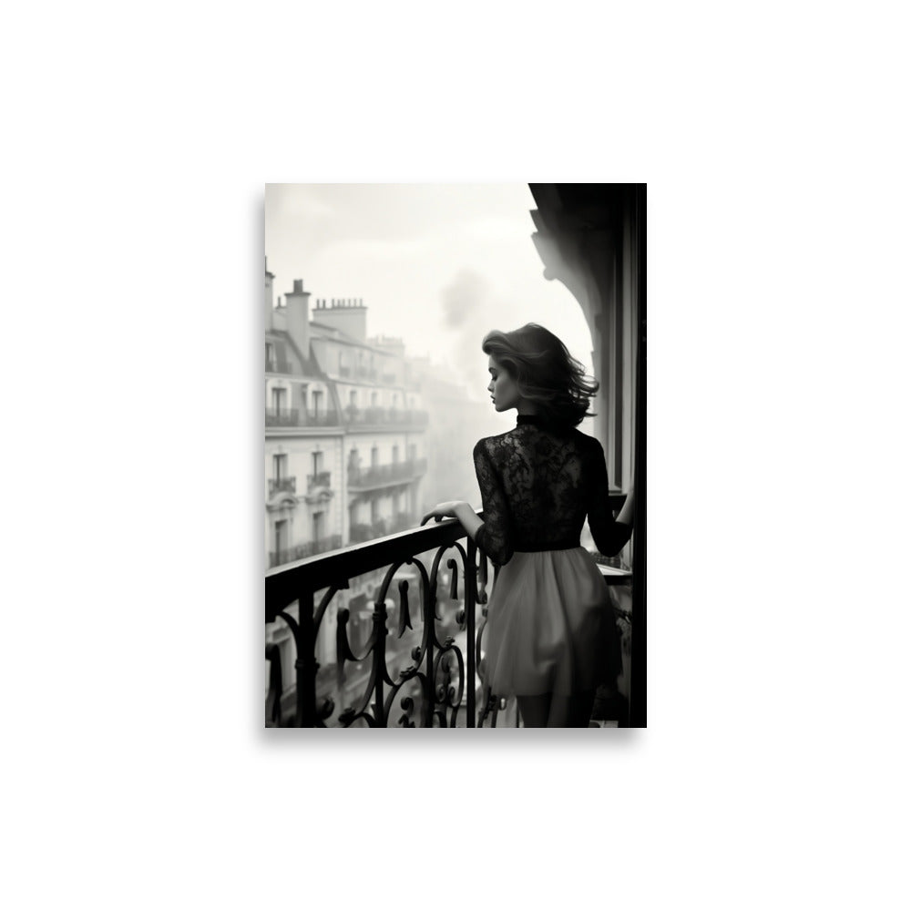 Woman on a balcony in Paris poster - Posters - EMELART